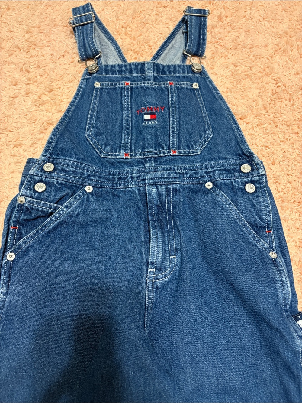 Vintage Y2K Tommy Jeans Denim Overalls Unisex Kids Size 7 Like New
